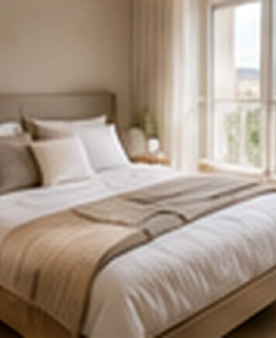 Bright clean bedroom prepared for short-term rental guests