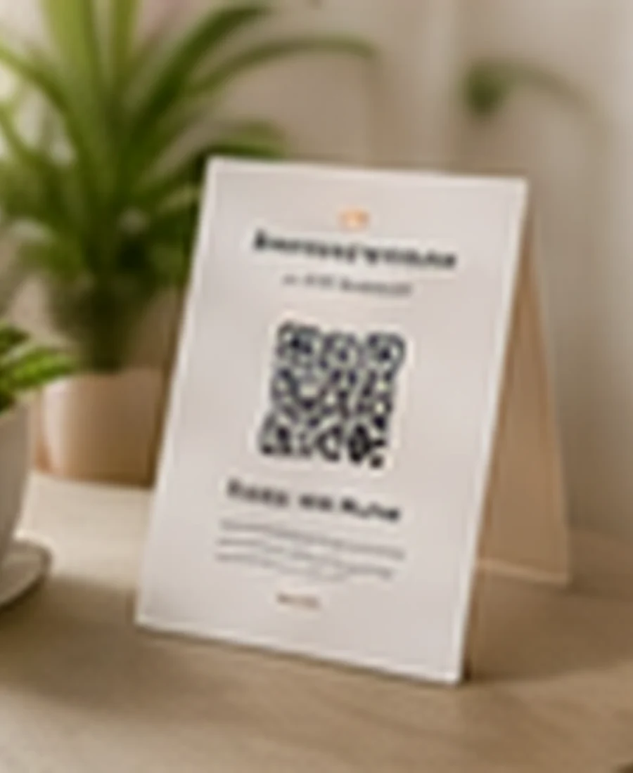 QR guest guide card on a clean apartment table